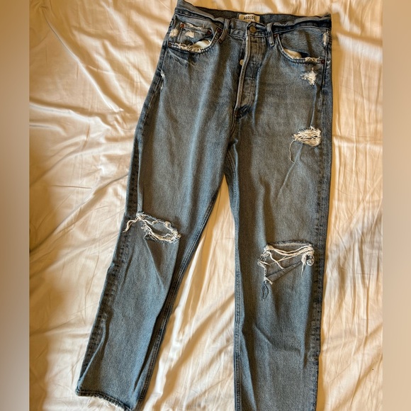Agolde ‘90s Distressed High Waist Straight Leg Organic Cotton Jeans - Picture 6 of 6
